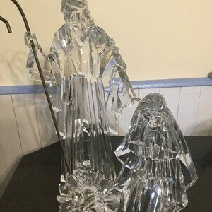 3 piece acrylic manger, Mary 10", Joseph 15" and baby Jesus excellent condition